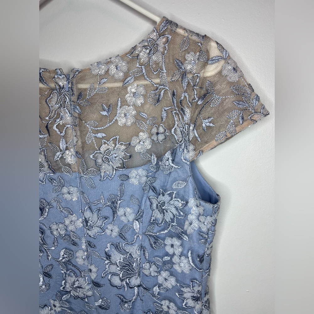 Alex Evenings Blue Lace Floral Sheath Dress - Picture 10 of 14